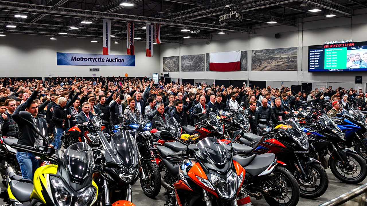 Motocykle dostępne na licytacji podczas leilão de motos.