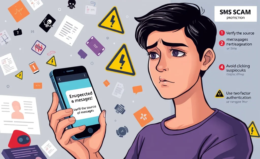 Ilustração sobre o golpe do SMS, destacando a importância de se proteger contra fraudes financeiras.