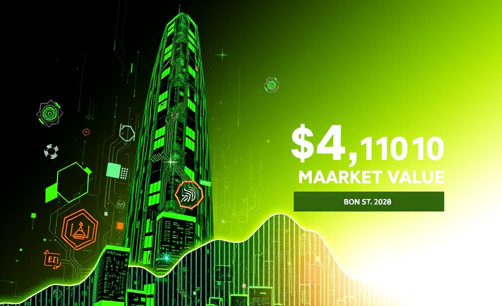 Nvidia atinge valor de mercado de US$ 4 trilhões, refletindo crescimento na tecnologia de IA.