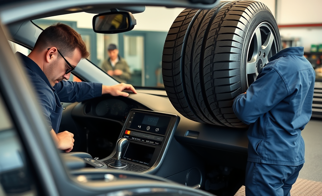 Imagem de um carro sendo checado antes de uma viagem, mostrando a importância da manutenção veicular.