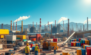 Gráfico mostrando o crescimento da produção industrial no Brasil em outubro de 2025, destacando os estados com melhor desempenho.