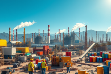 Gráfico mostrando o crescimento da produção industrial no Brasil em outubro de 2025, destacando os estados com melhor desempenho.