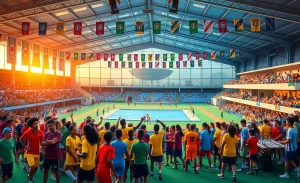 Atletas de Birigui se preparando para os Jogos Abertos do Interior, em diversas modalidades, incluindo biribol e atletismo.