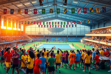 Atletas de Birigui se preparando para os Jogos Abertos do Interior, em diversas modalidades, incluindo biribol e atletismo.