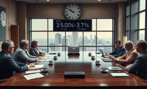 Ilustração sobre a redução das taxas de juros e suas implicações na economia e no mercado de trabalho.