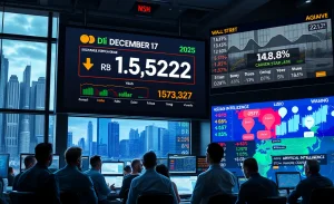 Gráfico mostrando a alta do dólar e a queda do Ibovespa com investidores cautelosos.