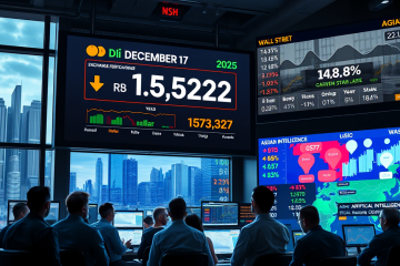 Gráfico mostrando a alta do dólar e a queda do Ibovespa com investidores cautelosos.