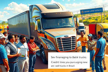 Imagem ilustrativa da nova linha de crédito do BNDES para compra de caminhões novos e seminovos, com foco em caminhoneiros e cooperativas.