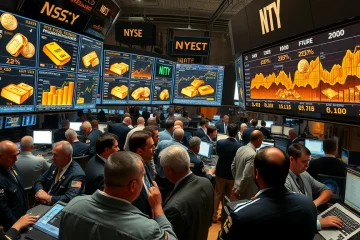 Gráfico mostrando a alta do preço do ouro devido a incertezas econômicas e geopolíticas.