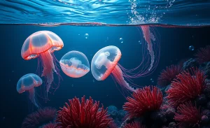 Água-viva em um ciclo de sono, revelando padrões semelhantes aos humanos.