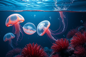 Água-viva em um ciclo de sono, revelando padrões semelhantes aos humanos.