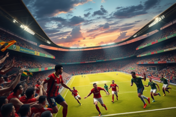 Torcedores animados assistindo à partida entre Flamengo e Fluminense no Maracanã.