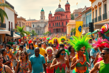 Participantes do Carnaval de 2026, mostrando a economia e a cultura vibrante do evento.