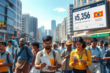 Gráfico mostrando a taxa de desemprego no Brasil e a evolução dos rendimentos.