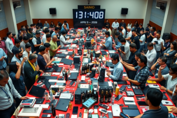 Leilão de itens apreendidos com eletrônicos e produtos variados a preços reduzidos.