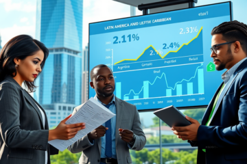 Imagem representativa do crescimento econômico na América Latina e Caribe, com destaque para a informalidade no trabalho e reformas que impactam a região.