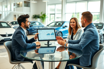 Clientes em financiamento de automóvel com aprovação rápida e parcelas flexíveis em concessionária moderna com consultor financeiro e carros novos