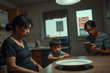 Famílias enfrentando insegurança alimentar e desafios financeiros crescentes.