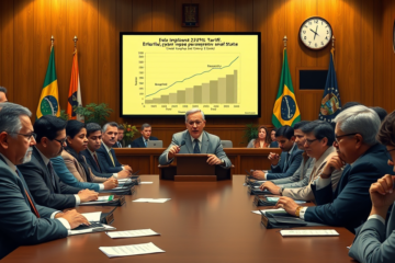 Audiência pública sobre tarifas de 25% nas exportações brasileiras e suas implicações na disputa eleitoral.
