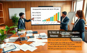 Gráfico mostrando rendimentos de diferentes investimentos após a redução da Selic para 14%.