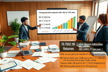 Gráfico mostrando rendimentos de diferentes investimentos após a redução da Selic para 14%.