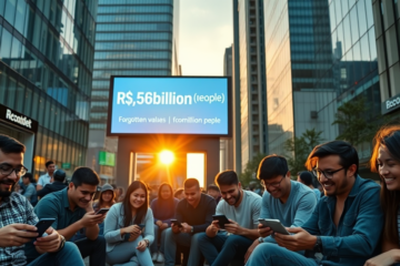 Valores esquecidos disponíveis para recuperação no Brasil, destacando a quantia e o número de beneficiários.