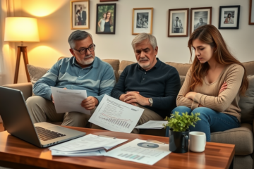 Imagem ilustrativa sobre o impacto do apoio financeiro dos pais na aposentadoria e na autonomia dos filhos adultos.