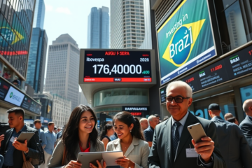 Gráfico demonstrando a alta do Ibovespa e o desempenho das ações no mercado brasileiro.