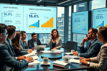 Gráfico mostrando o aumento da inadimplência e o impacto no provisionamento dos bancos brasileiros.